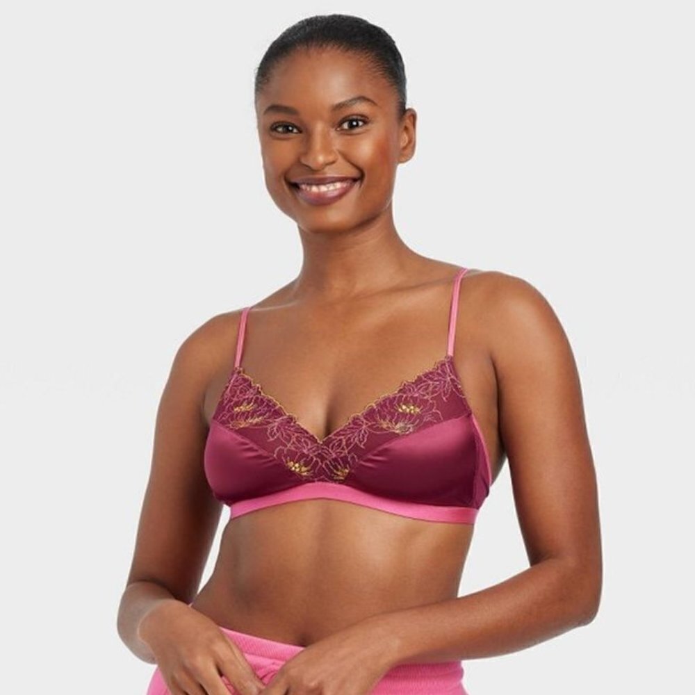 Target - Auden - Women's Unlined Bralette in Pink / Maroon​​​​​​​​​